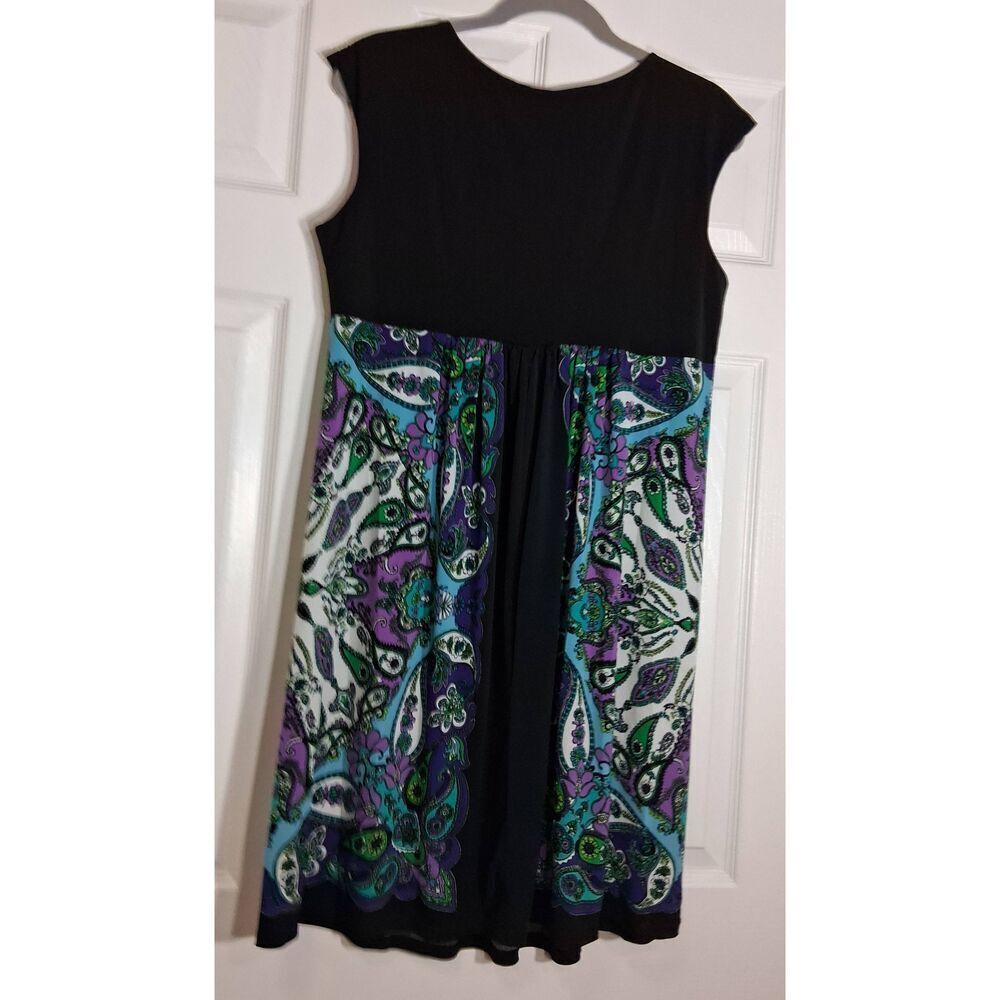 Studio 1 womens size 12 dress large shift paisley purple stretch square neck - Picture 4 of 9